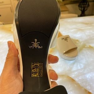 Prada white patent leather mules Size 39